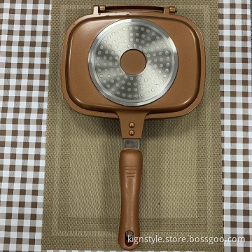 Mini double fry pan with grill